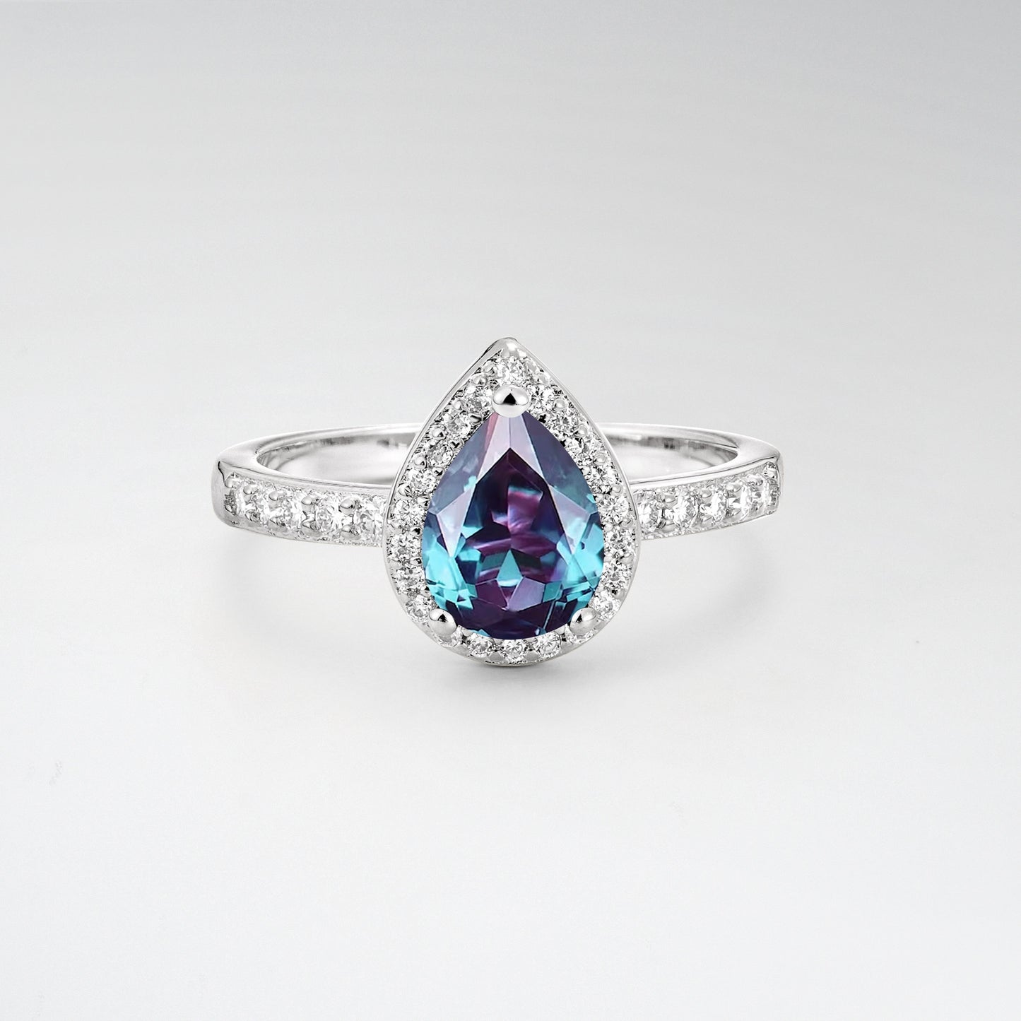 Pear Cut Alexandrite Halo Engagement Ring for Proposal - Additional view