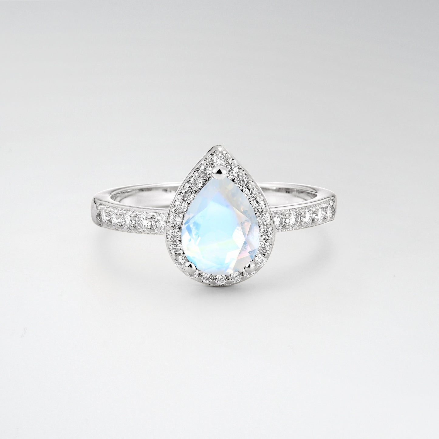 Pear Cut Moonstone Halo Engagement Ring for Proposal - Additional view