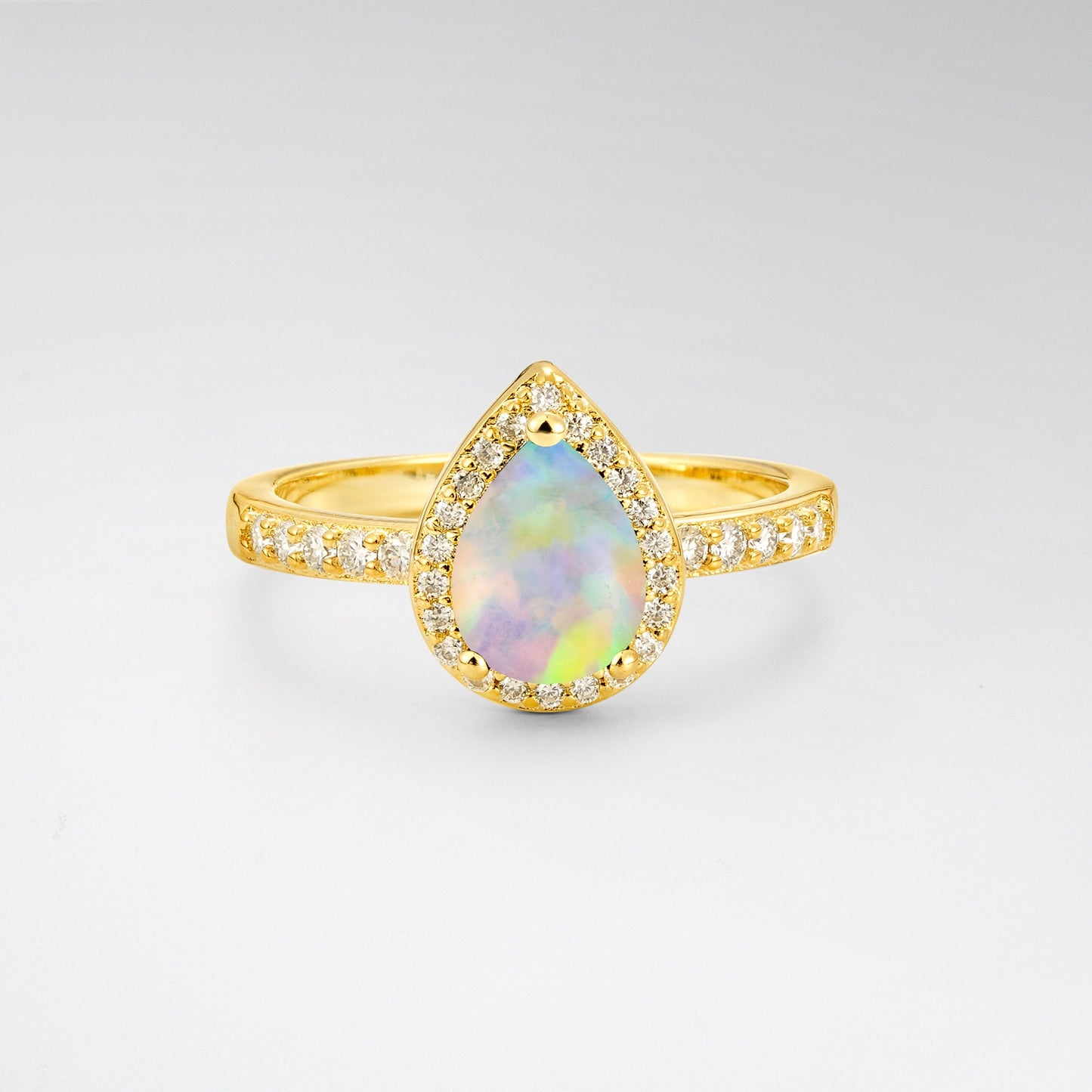 Pear Cut Opal Halo Engagement Ring for Proposal - Additional view