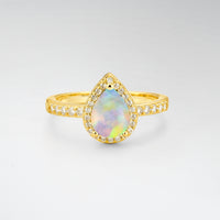 Pear Cut Opal Halo Engagement Ring for Proposal - Additional view