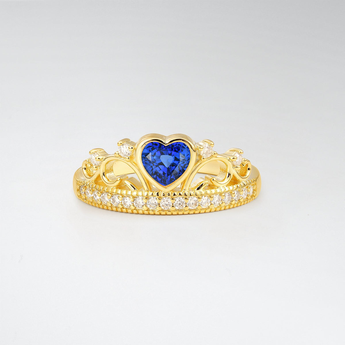 Romantic Sapphire Heart Crown Engagement Ring - Additional view