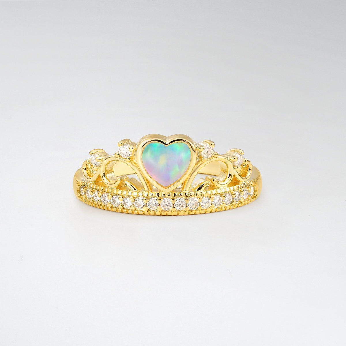 Romantic Opal Heart Crown Engagement Ring - Additional view