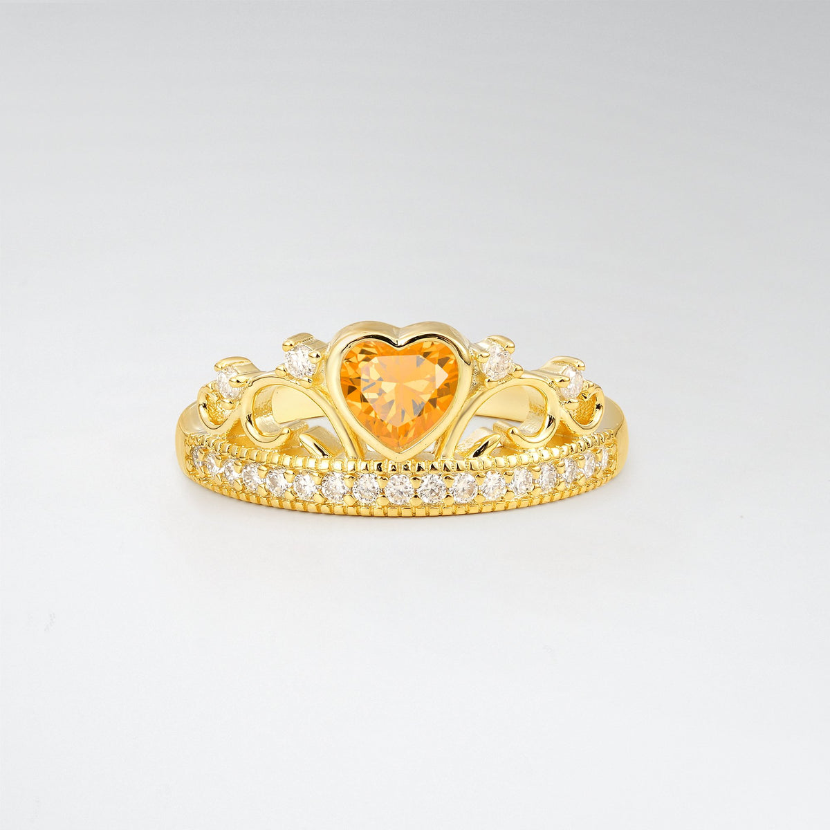 Romantic Citrine Heart Crown Engagement Ring - Additional view
