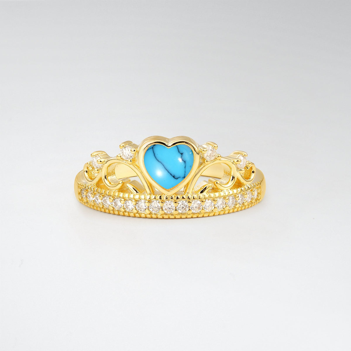 Romantic Turquoise Heart Crown Engagement Ring - Additional view