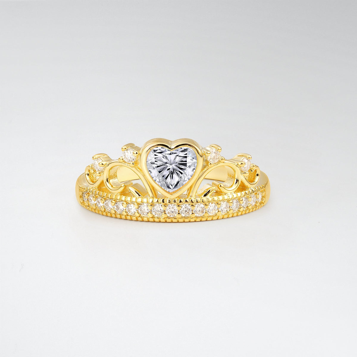 Romantic Lab Diamond Heart Crown Engagement Ring - Additional view