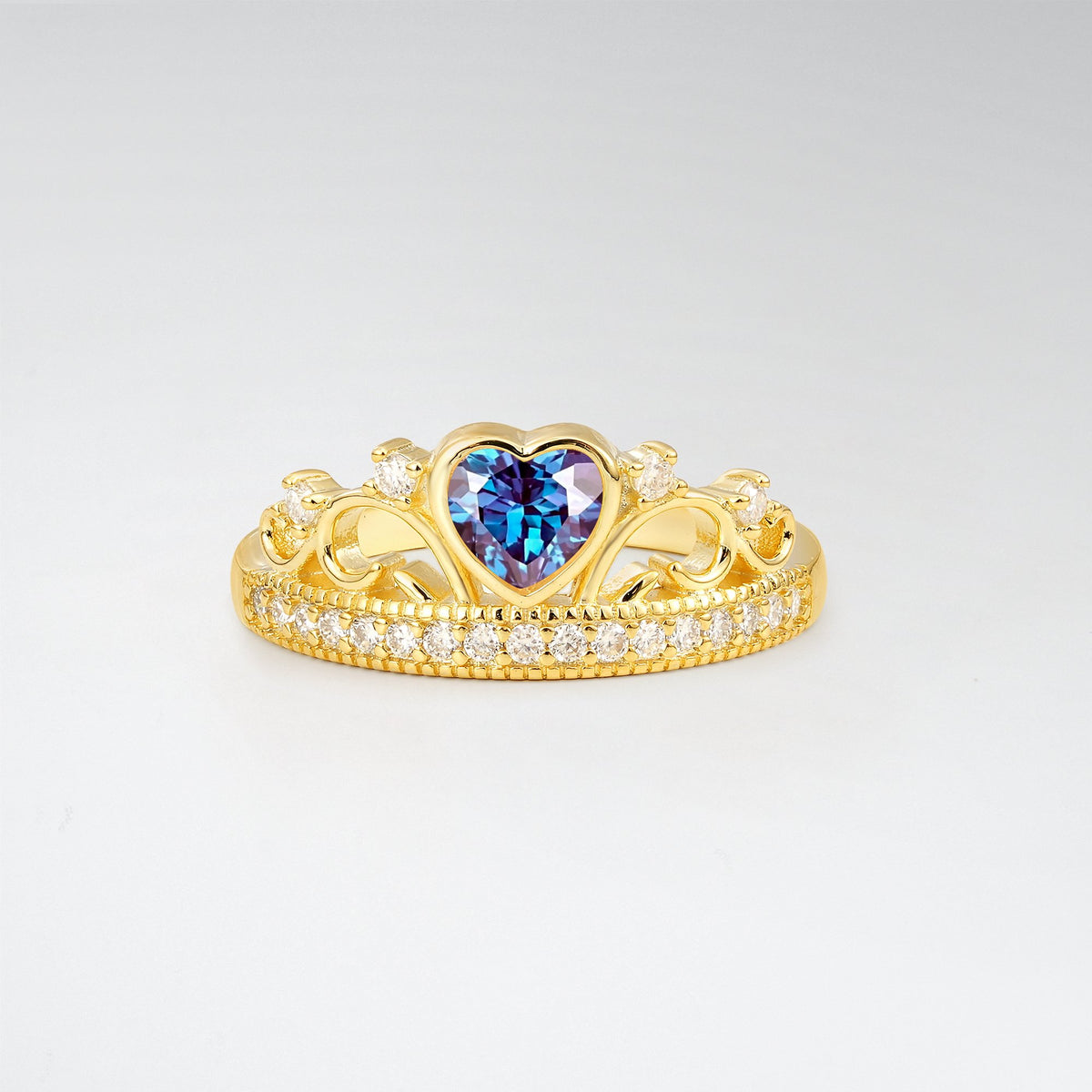 Romantic Alexandrite Heart Crown Engagement Ring - Additional view