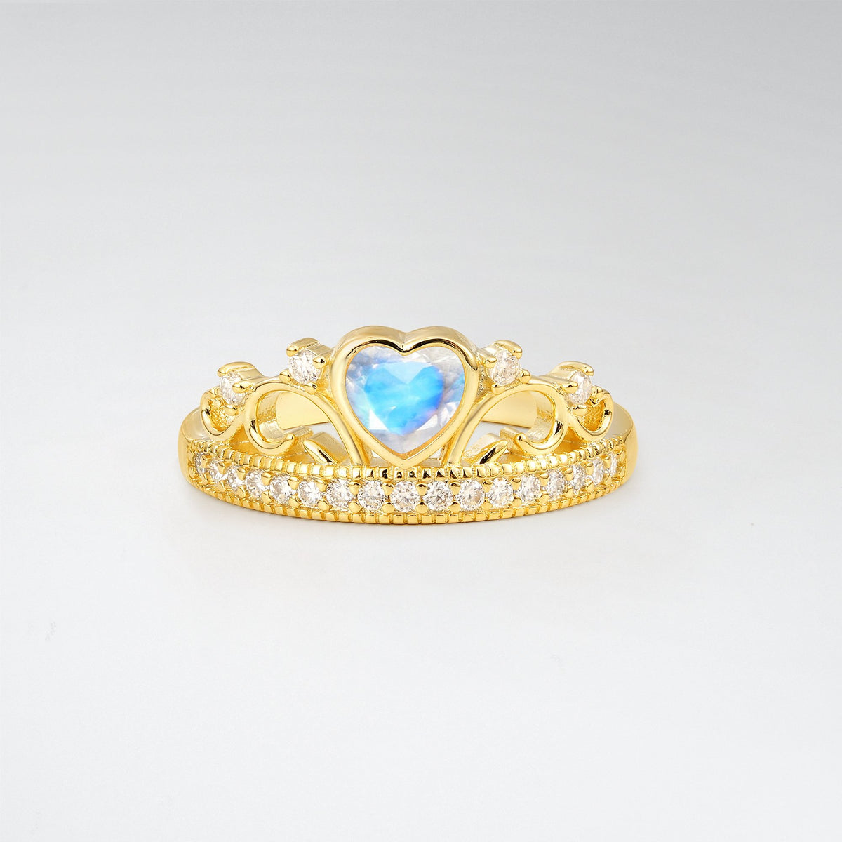 Romantic Moonstone Heart Crown Engagement Ring - Additional view