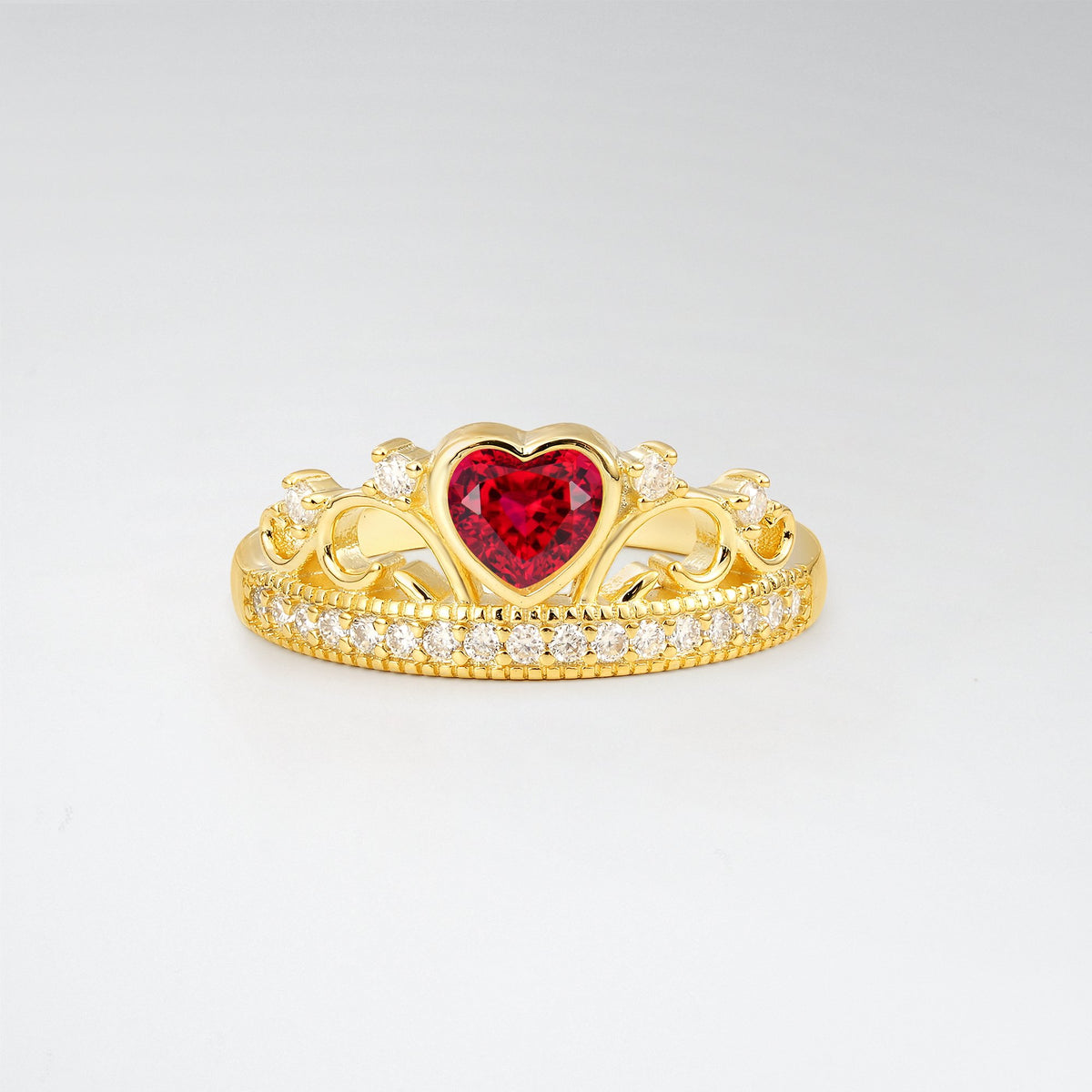 Romantic Ruby Heart Crown Engagement Ring - Additional view