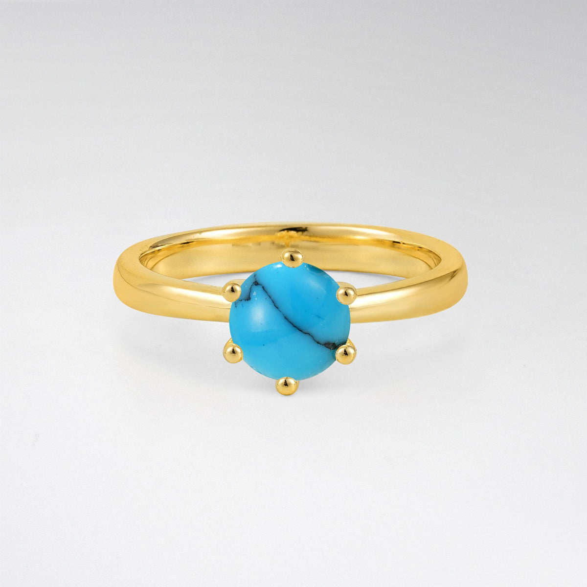 Classic Six Prong Turquoise Solitaire Engagement Ring - Additional view