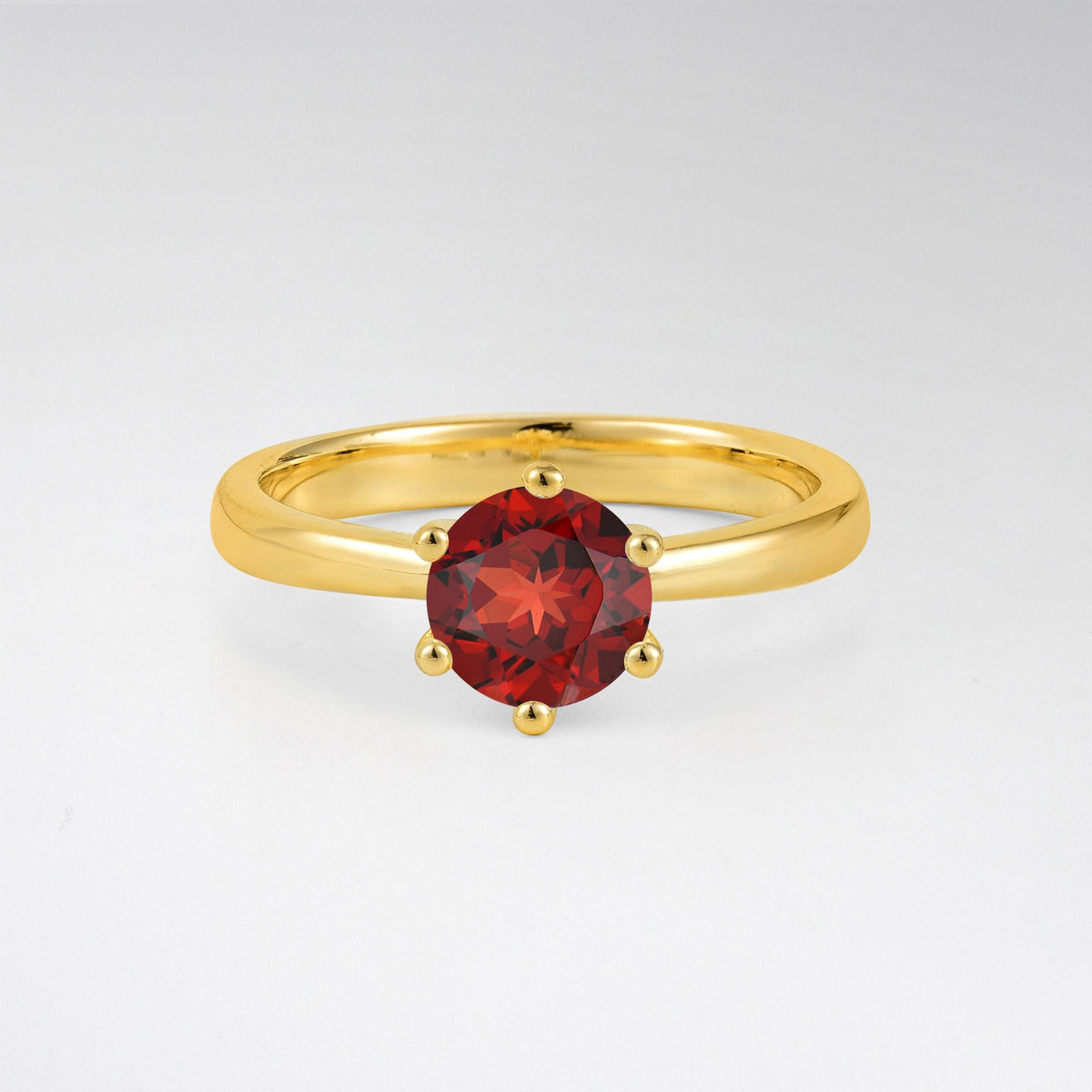 Classic Six Prong Garnet Solitaire Engagement Ring - Additional view