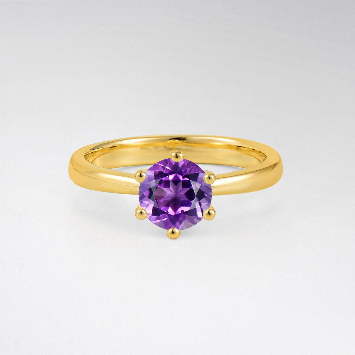 Classic Six Prong Amethyst Solitaire Engagement Ring - Additional view