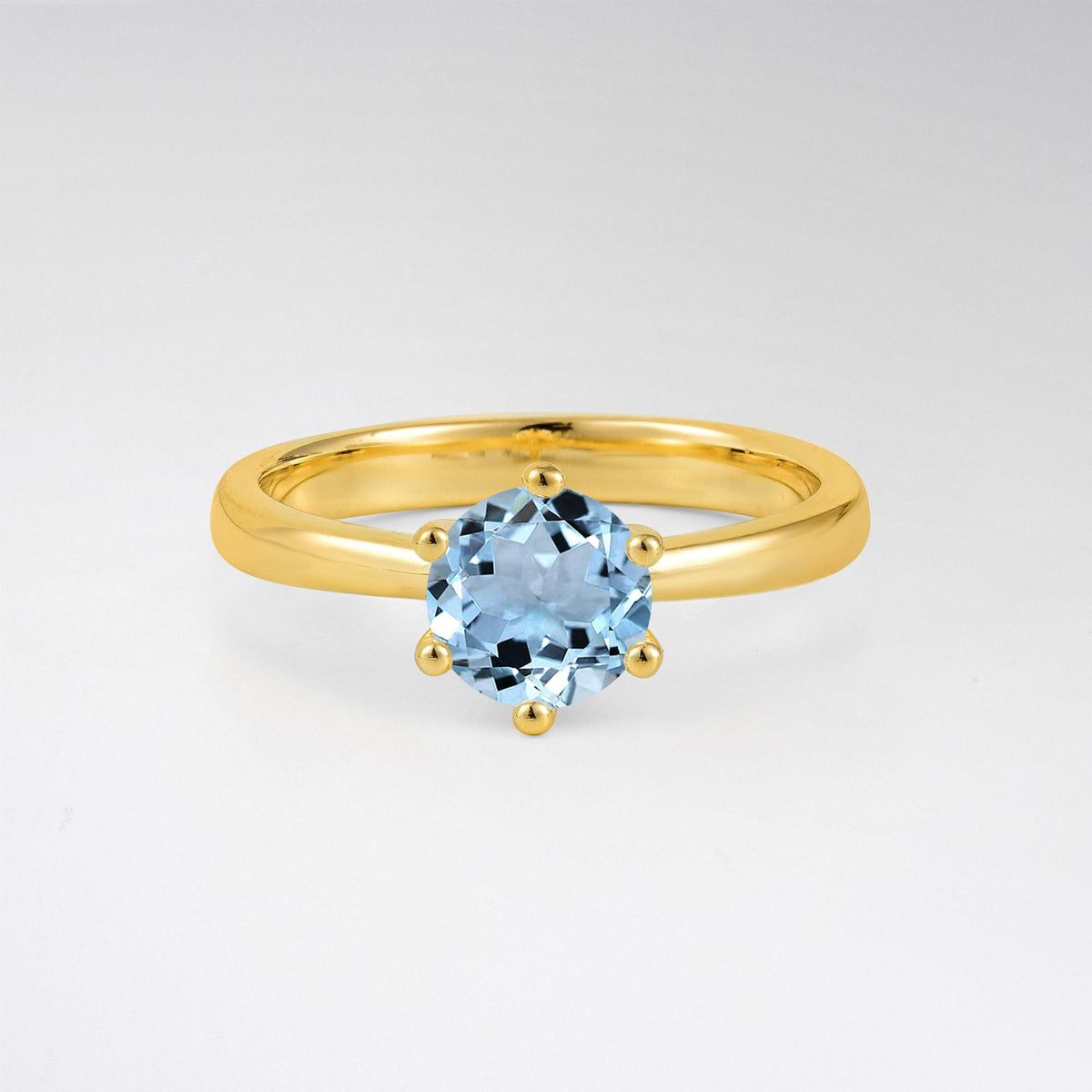 Classic Six Prong Aquamarine Solitaire Engagement Ring - Additional view