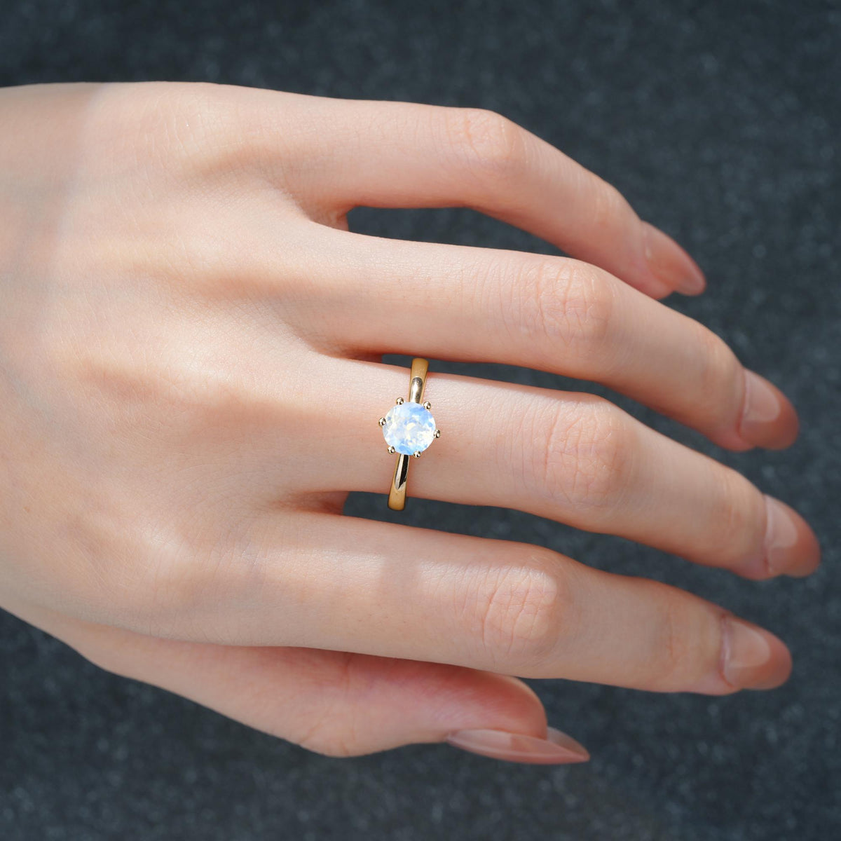 Classic Six Prong Moonstone Solitaire Engagement Ring - Additional view