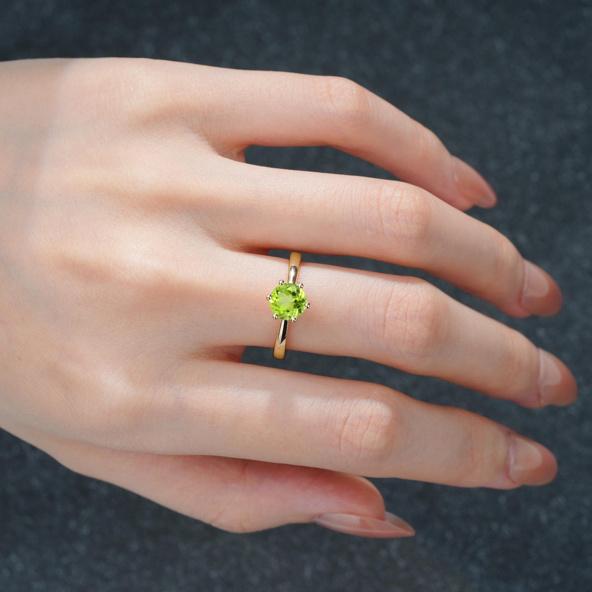 Classic Six Prong Peridot Solitaire Engagement Ring - Additional view