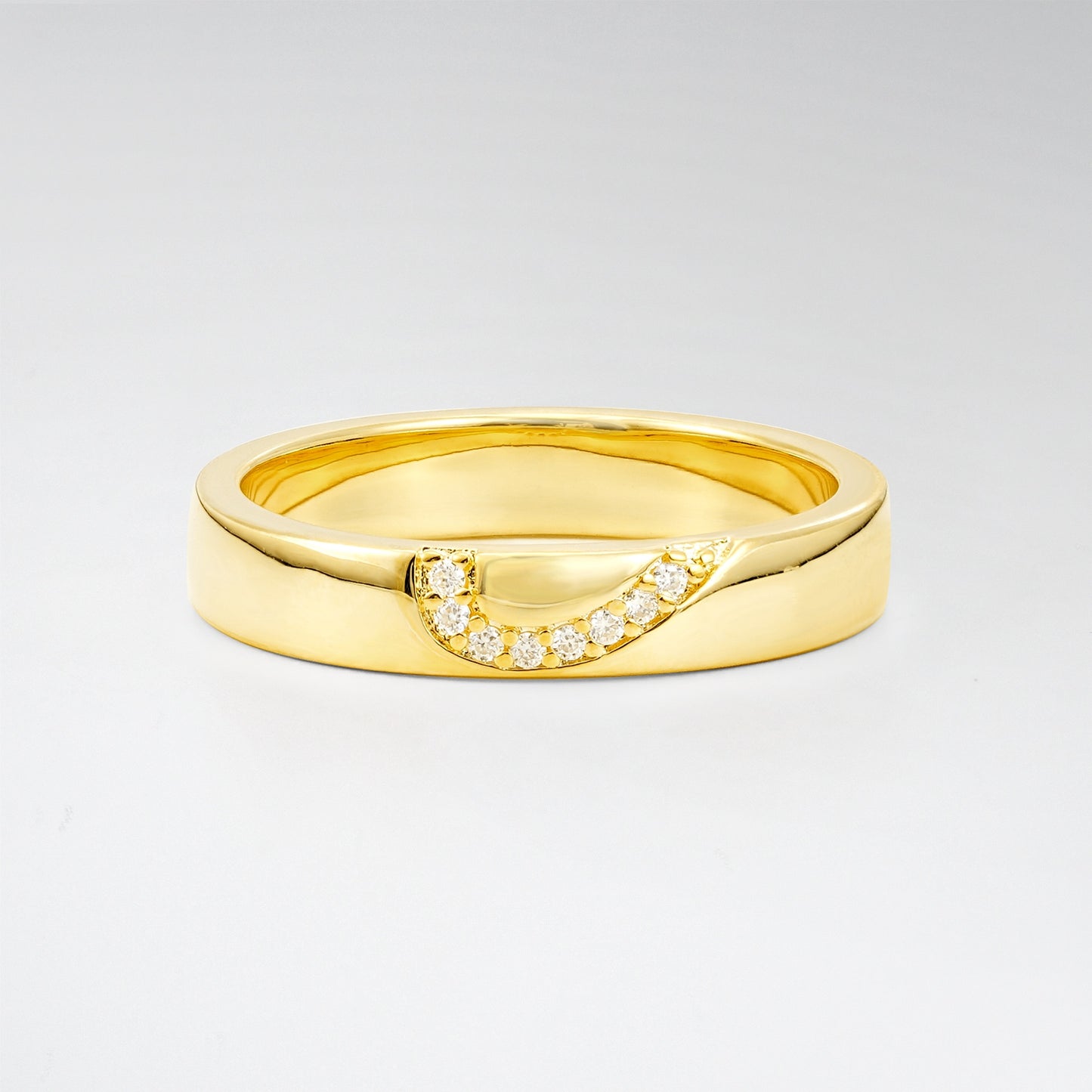Modern Round Cut Moissanite Crescent Moon Wedding Band - Additional view