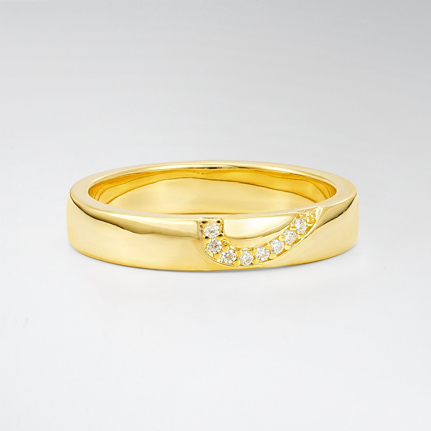 Modern Round Cut Moissanite Crescent Moon Wedding Band - Additional view