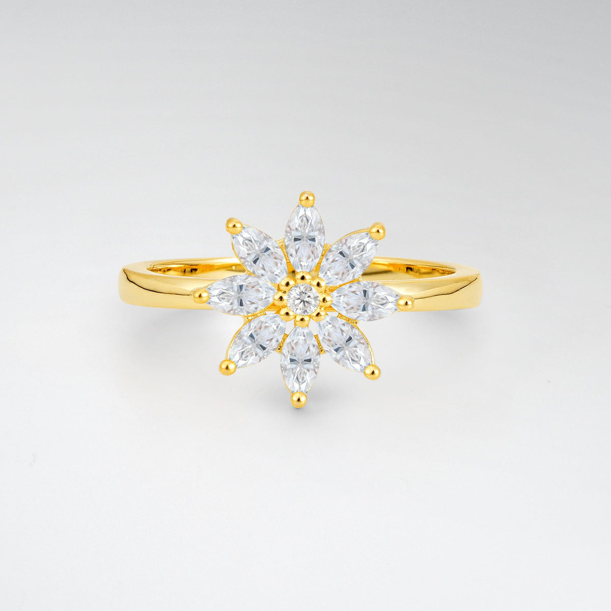Floral Marquise Moissanite Cluster Promise Ring - Additional view