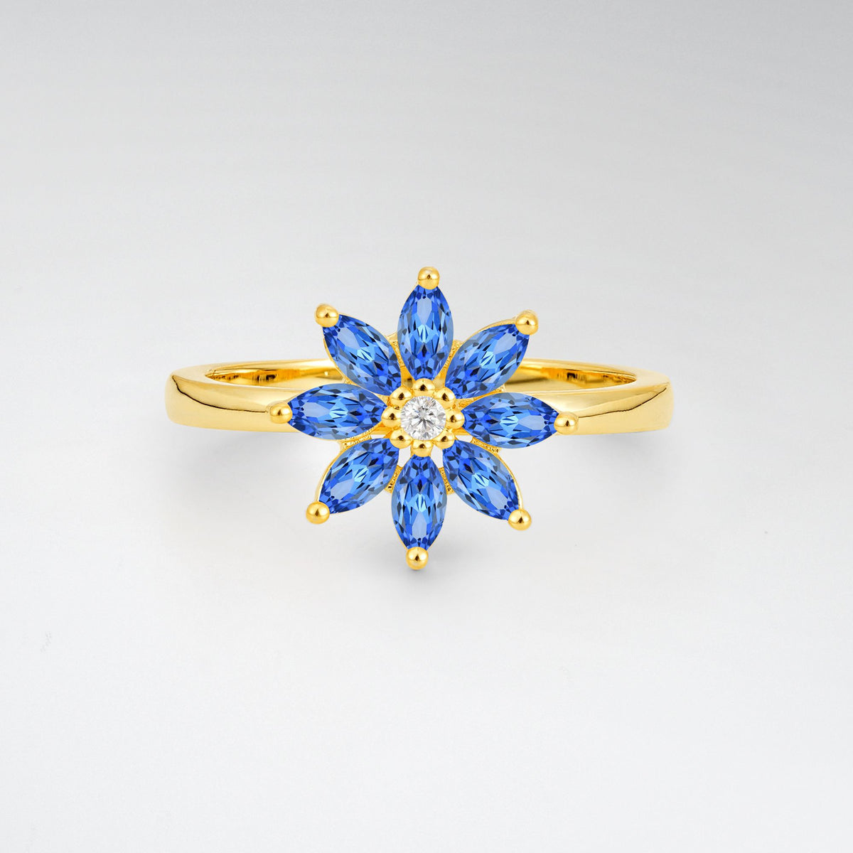 Floral Marquise Sapphire Cluster Promise Ring - Additional view