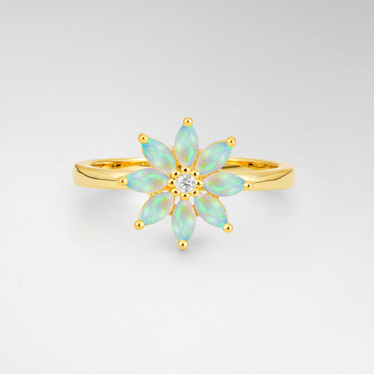Floral Marquise Opal Cluster Promise Ring - Additional view