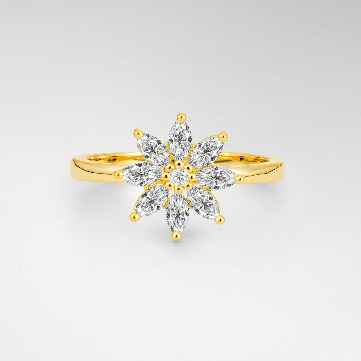 Floral Marquise Lab Diamond Cluster Promise Ring - Additional view