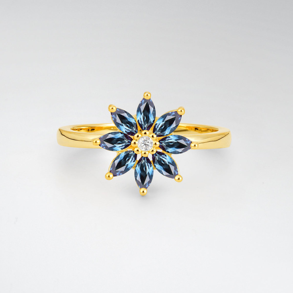 Floral Marquise Alexandrite Cluster Promise Ring - Additional view