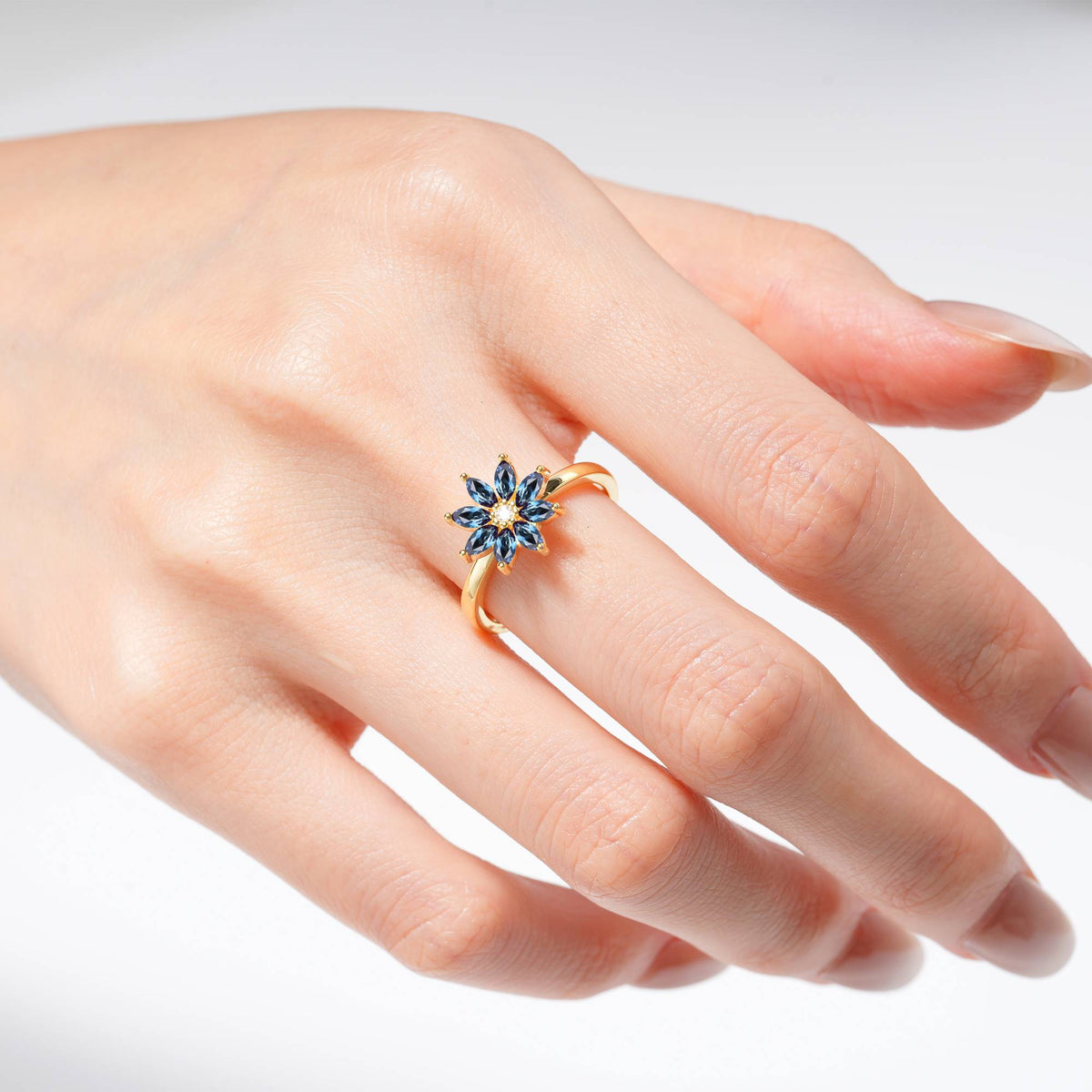 Floral Marquise Alexandrite Cluster Promise Ring - Additional view