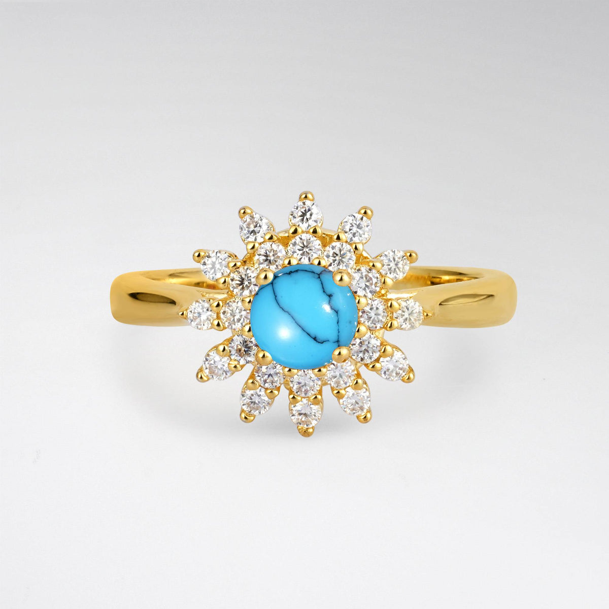 Vintage Floral Halo Turquoise Engagement Ring - Additional view