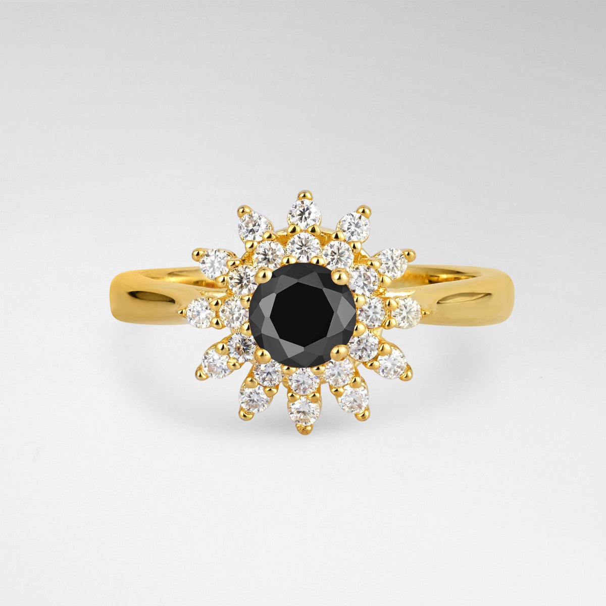 Vintage Floral Halo Black Onyx Engagement Ring - Additional view