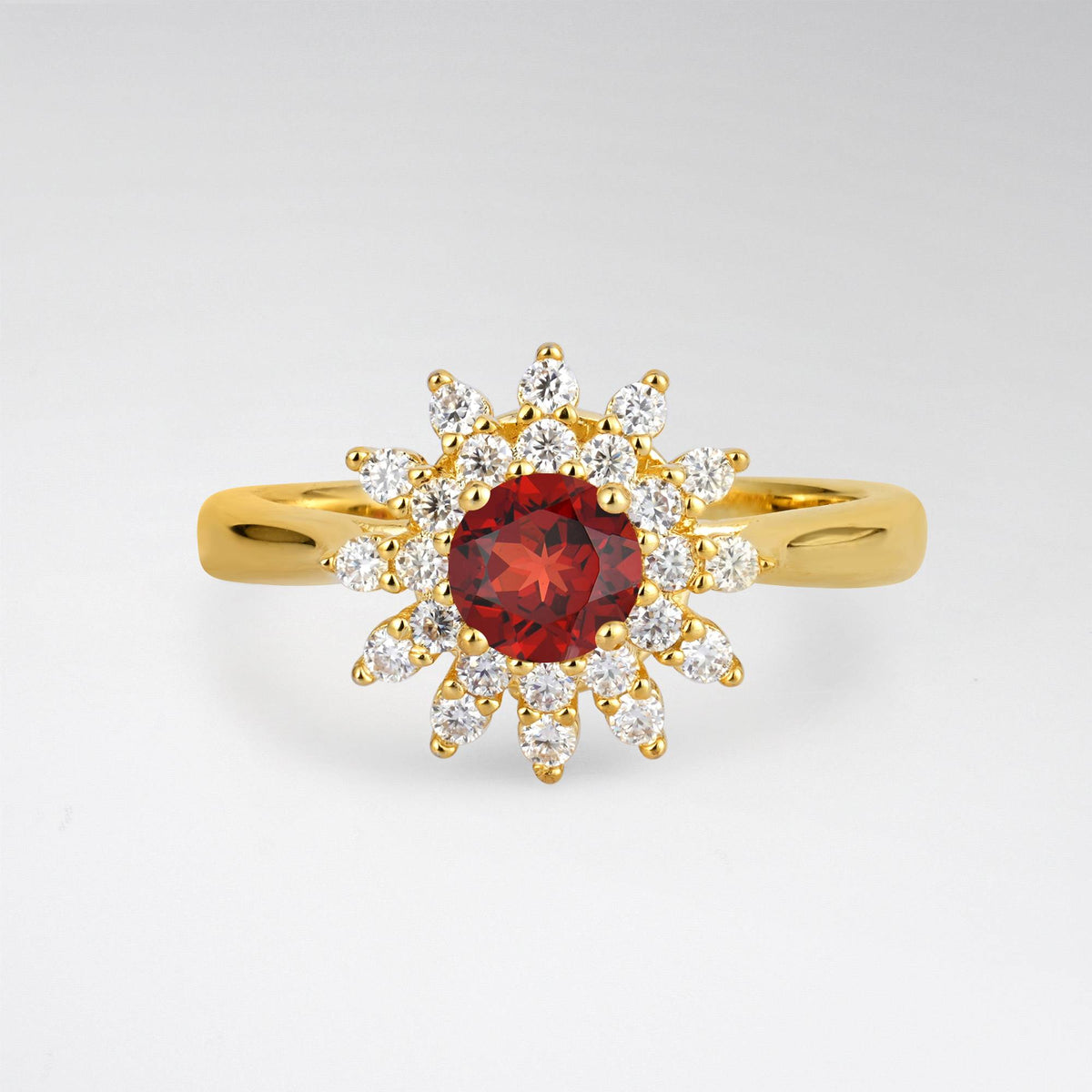 Vintage Floral Halo Garnet Engagement Ring - Additional view