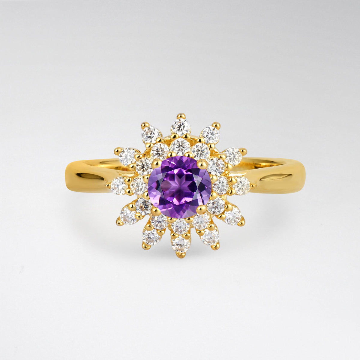 Vintage Floral Halo Amethyst Engagement Ring - Additional view