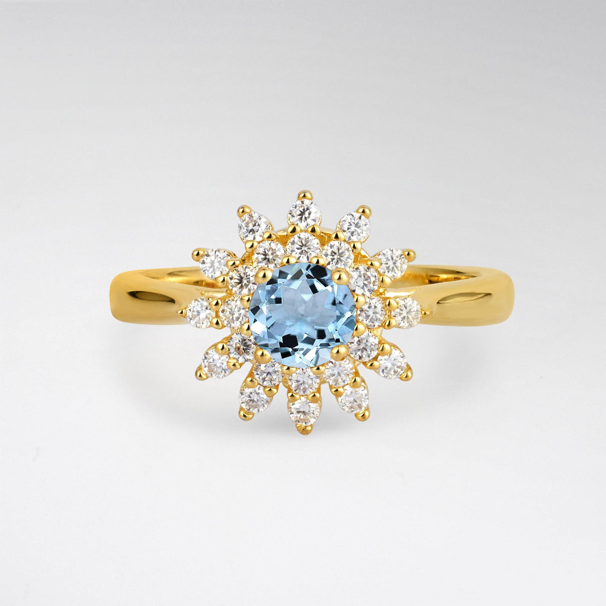 Vintage Floral Halo Aquamarine Engagement Ring - Additional view