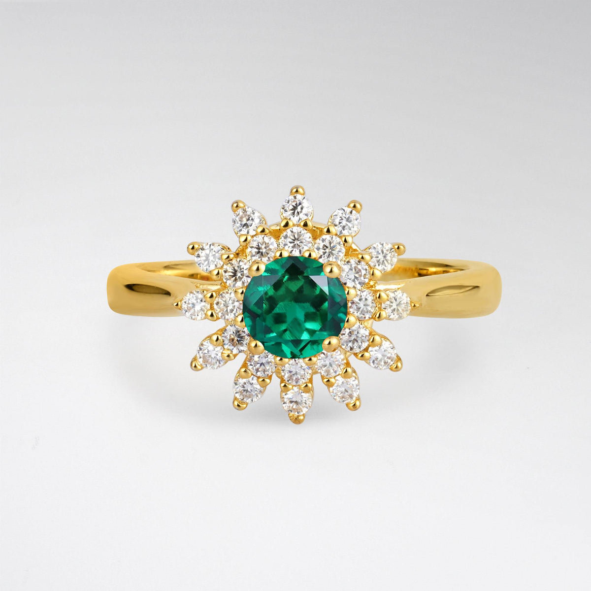 Vintage Floral Halo Emerald Engagement Ring - Additional view