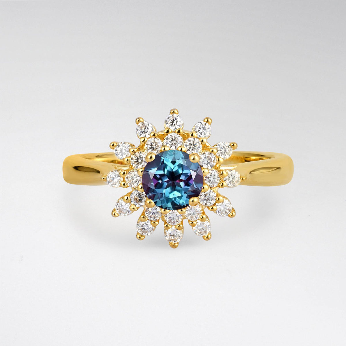 Vintage Floral Halo Alexandrite Engagement Ring - Additional view