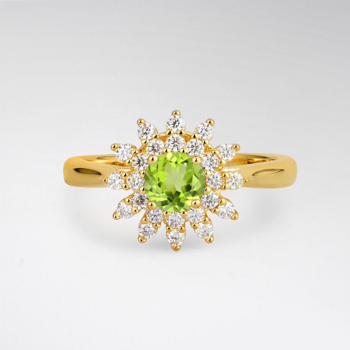 Vintage Floral Halo Peridot Engagement Ring - Additional view