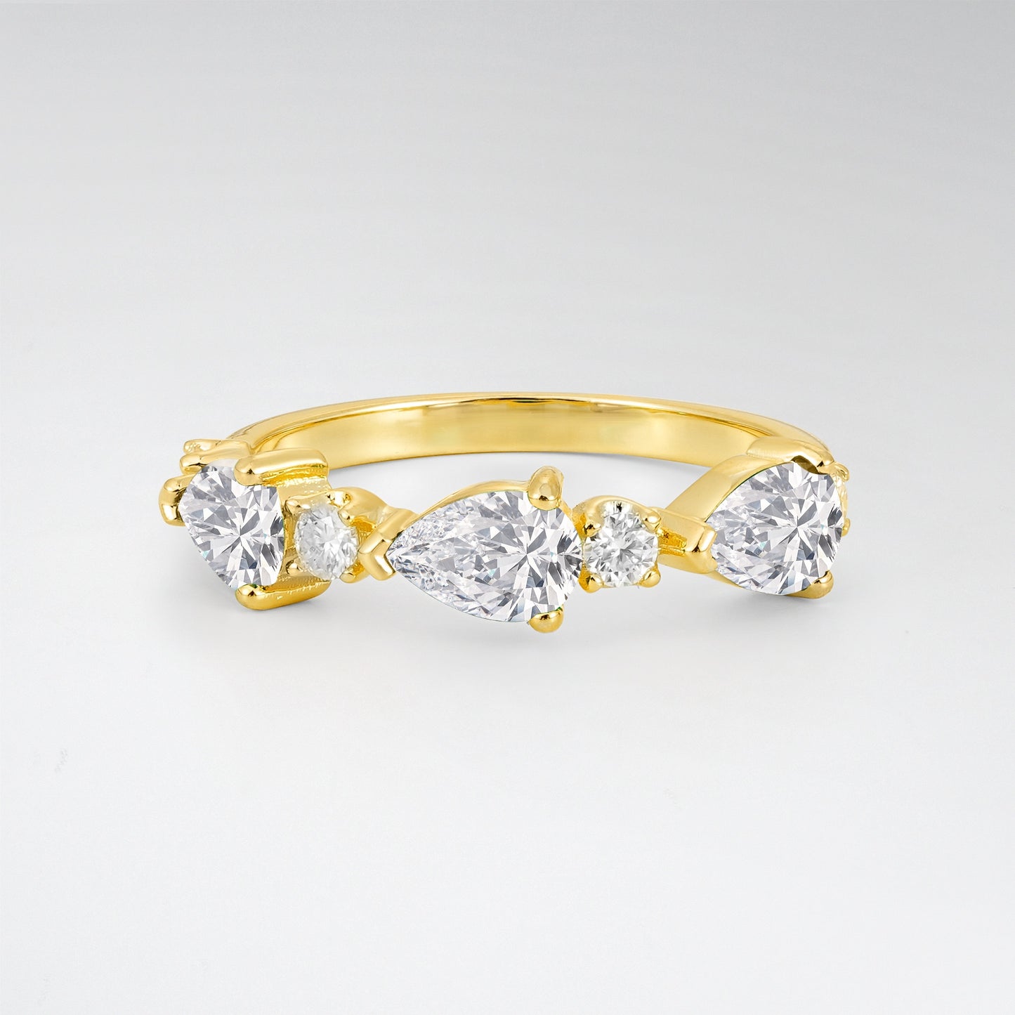 Modern Pear Round Moissanite Multi-Shape Wedding Band - Additional view
