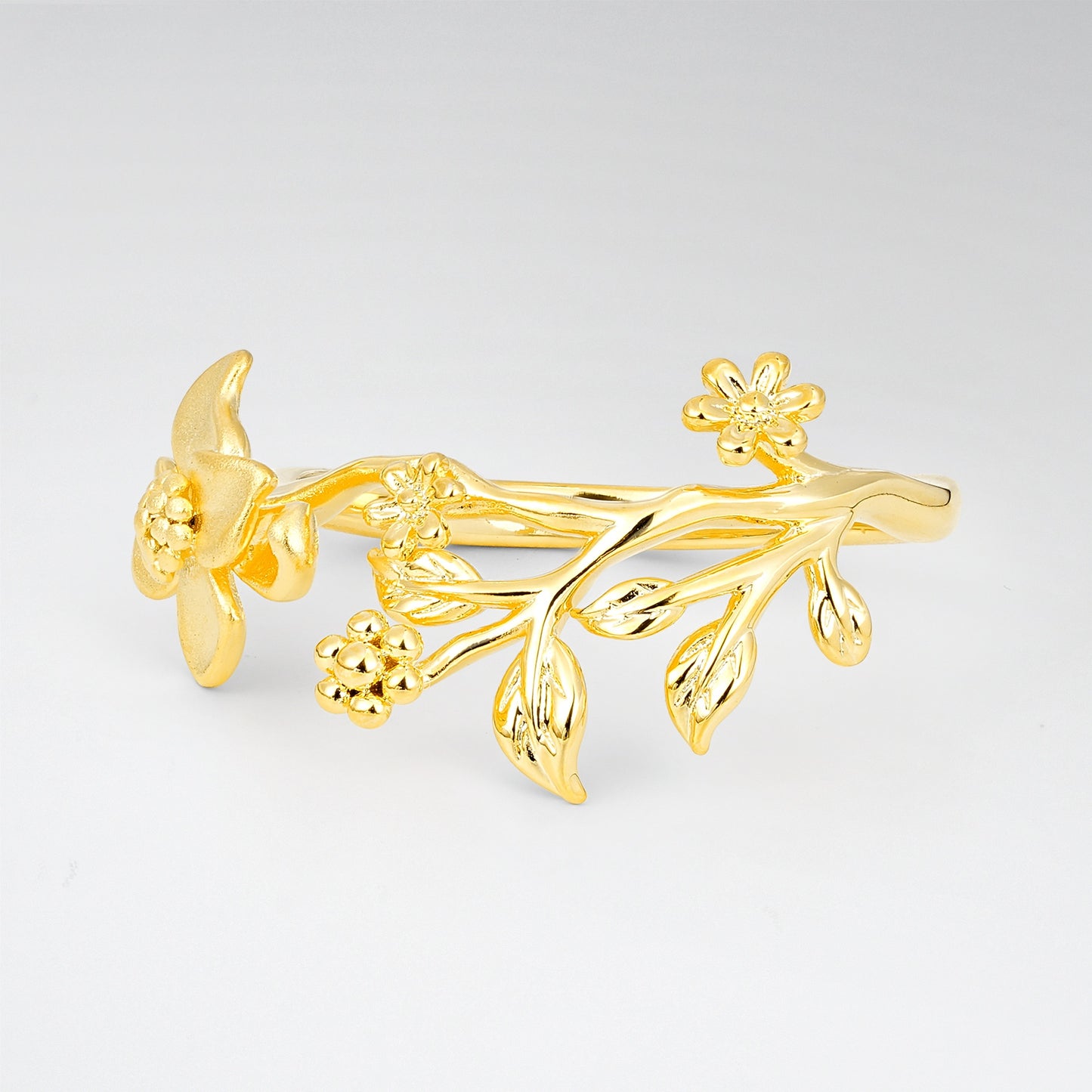 French Pastoral Floral Branch Leaf Fashion Ring - Additional view