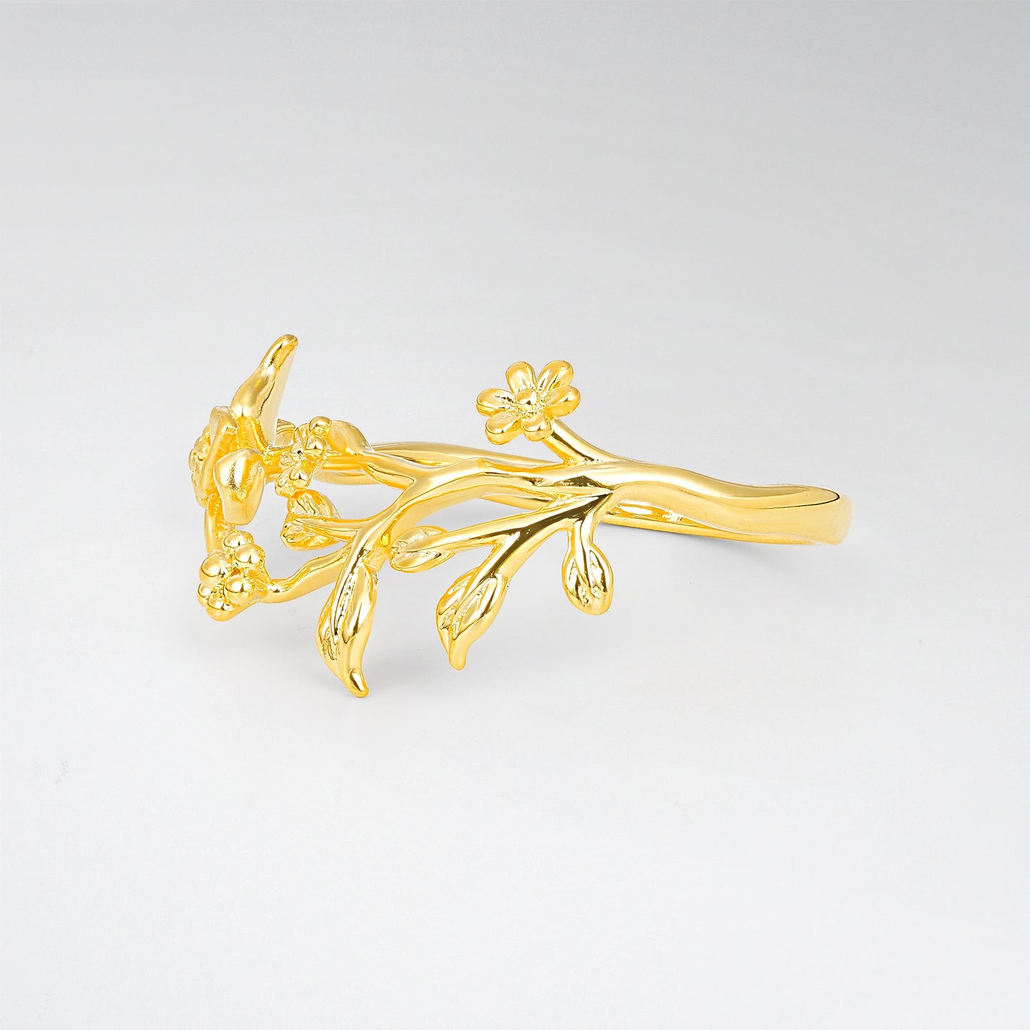 French Pastoral Floral Branch Leaf Fashion Ring - Additional view