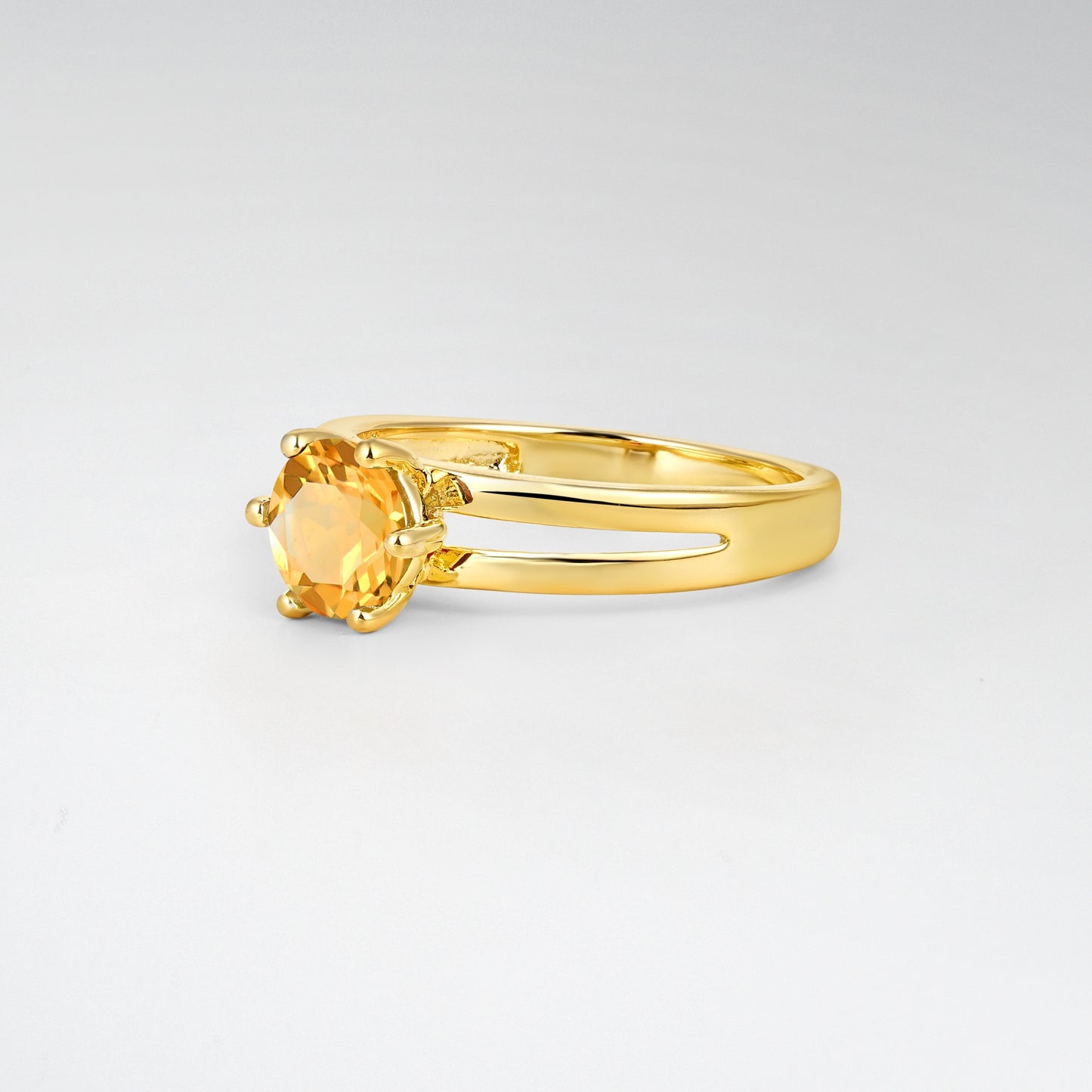 Oval Cut Citrine Solitaire Engagement Ring - Additional view