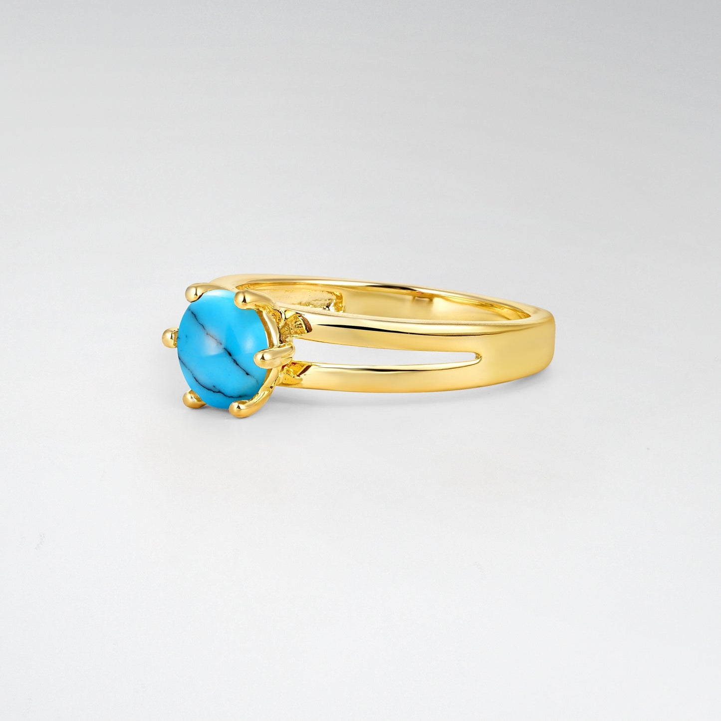 Oval Cut Turquoise Solitaire Engagement Ring - Additional view