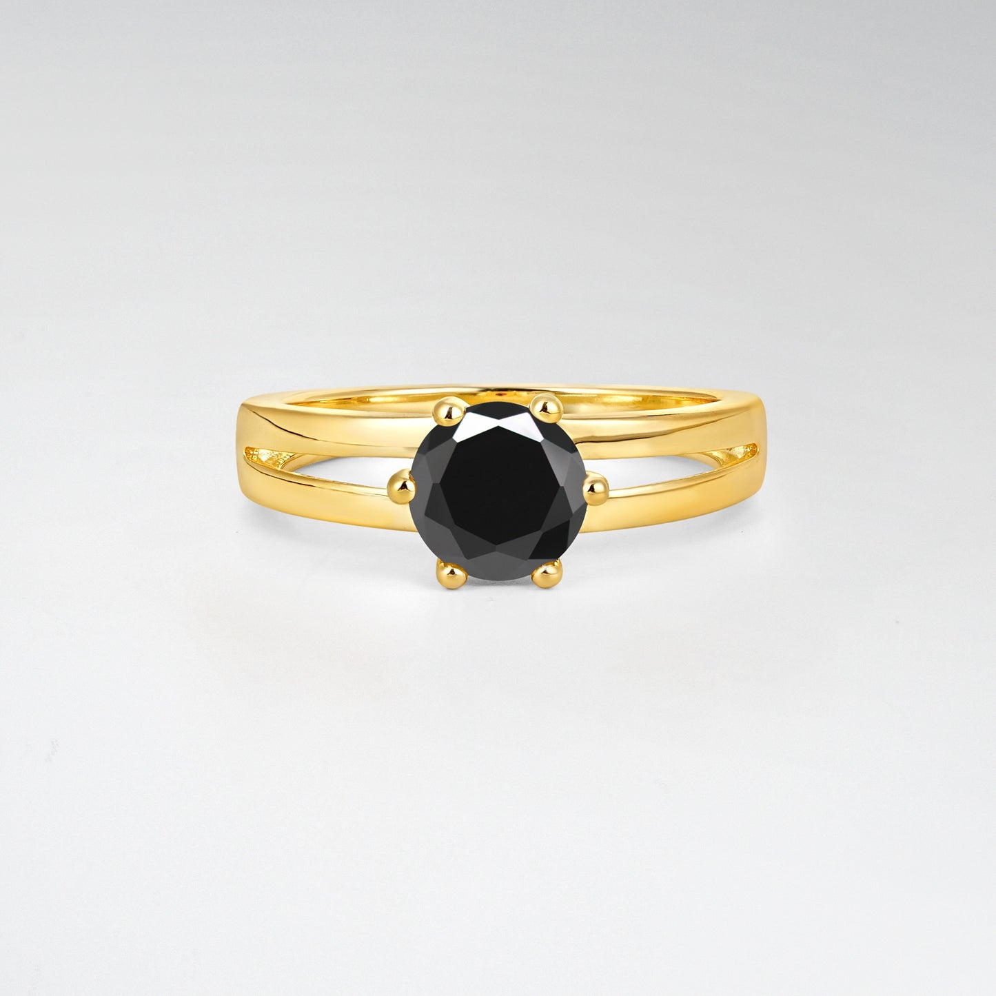 Oval Cut Black Onyx Solitaire Engagement Ring - Additional view