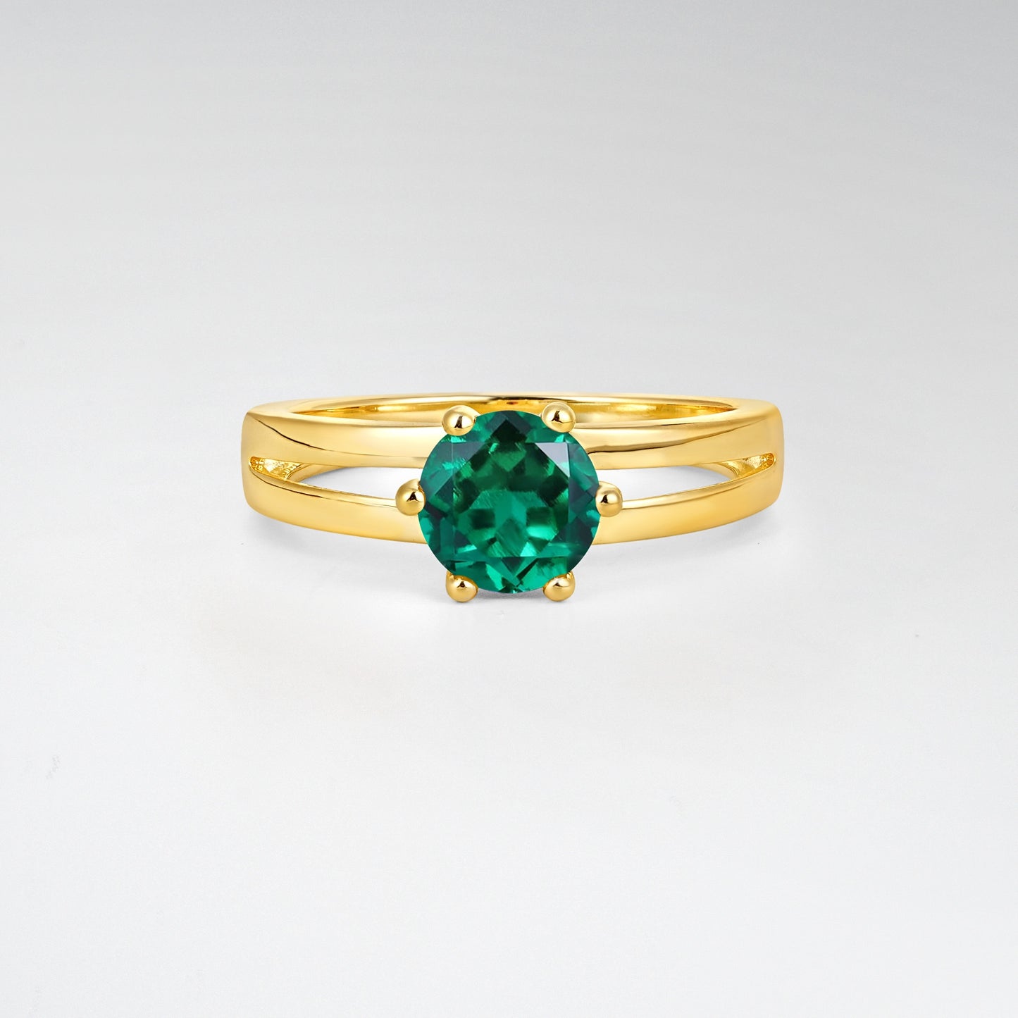 Oval Cut Emerald Solitaire Engagement Ring - Additional view