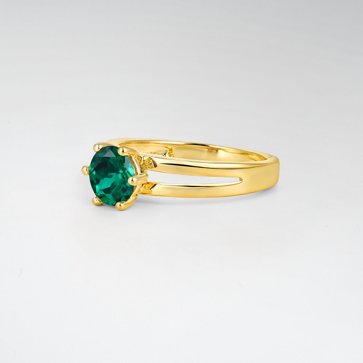 Oval Cut Emerald Solitaire Engagement Ring - Additional view