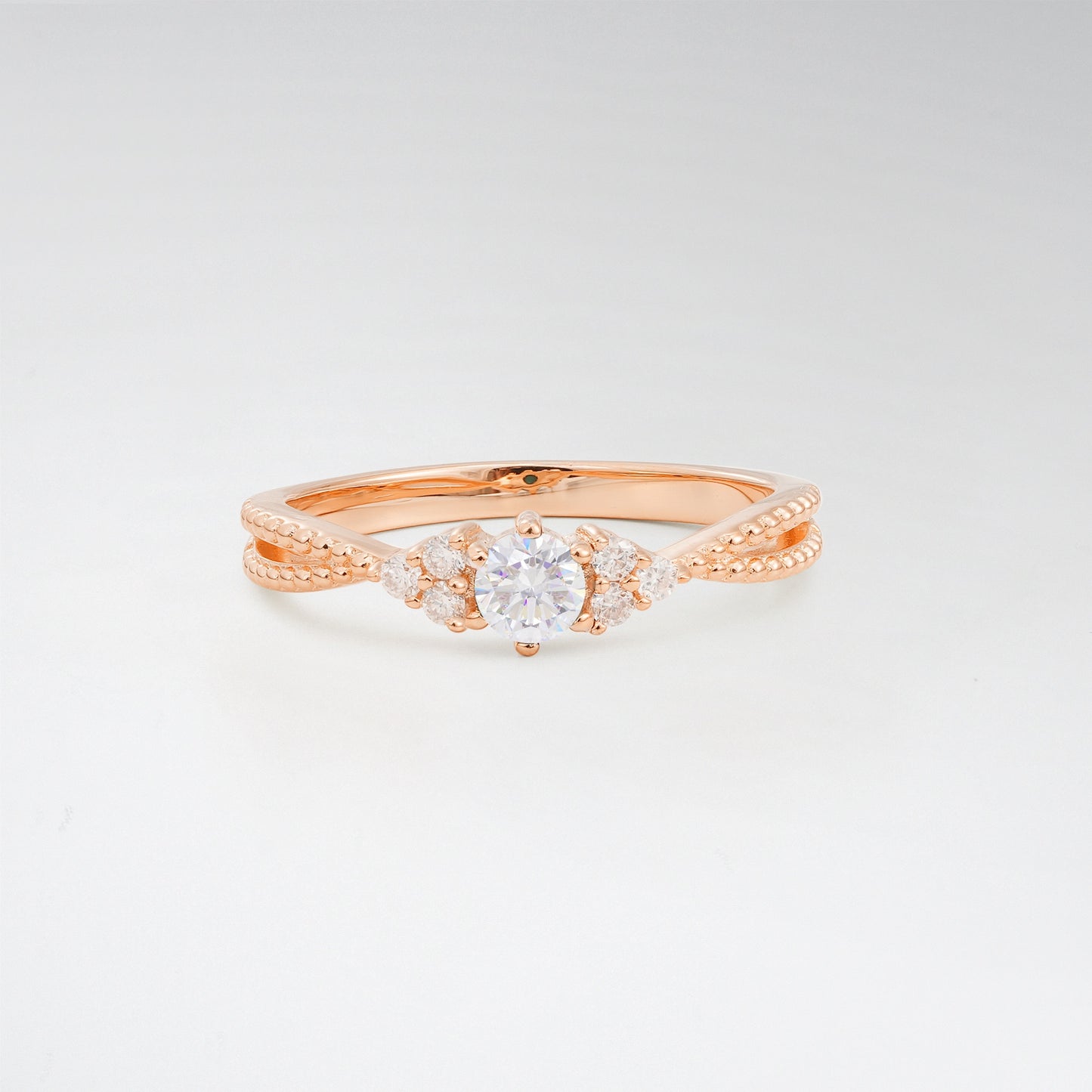 Minimalist Round Cut Moissanite Bubble Twisted Band Promise Ring - Additional view