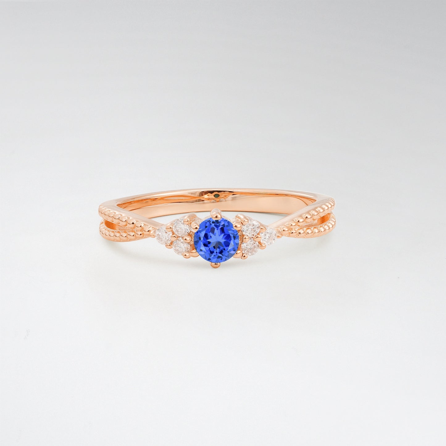 Minimalist Round Cut Sapphire Bubble Twisted Band Promise Ring - Additional view