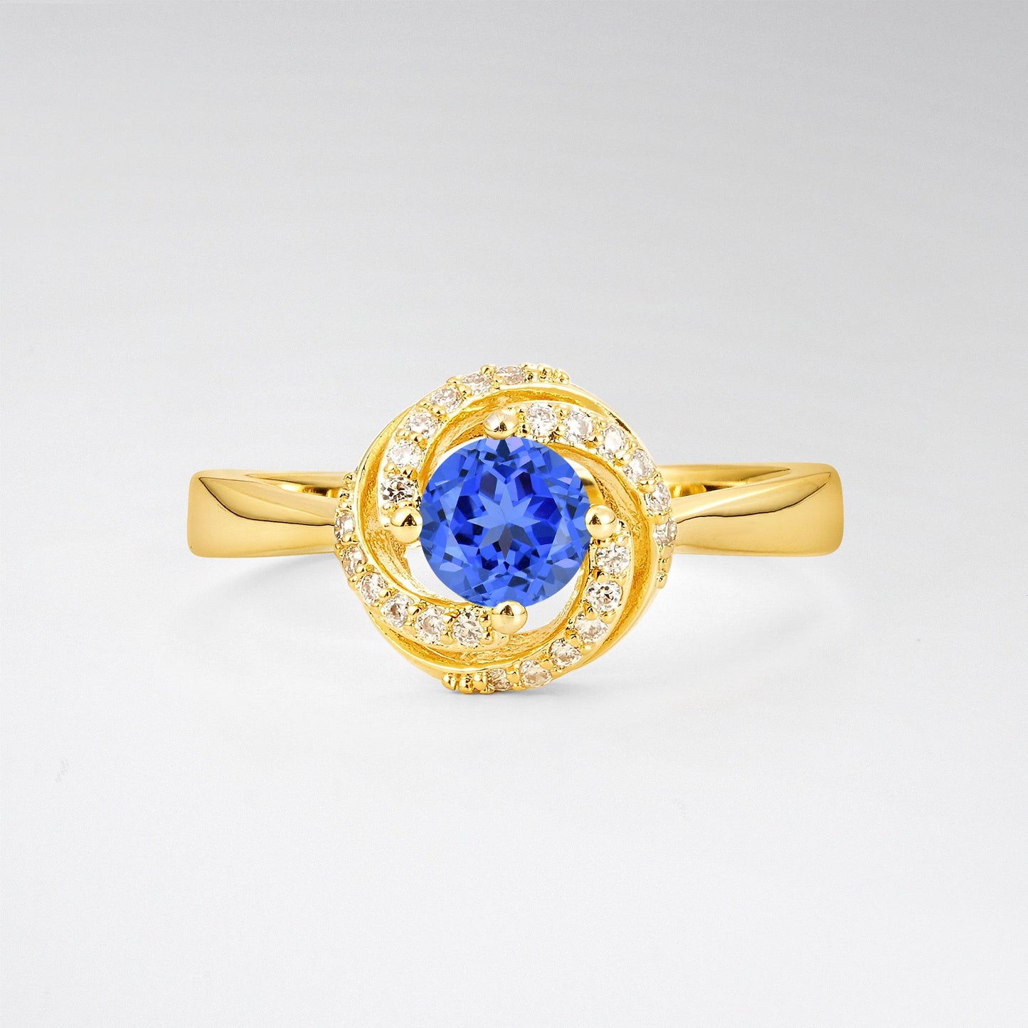 Round Cut Sapphire Spiral Halo Engagement Ring - Additional view