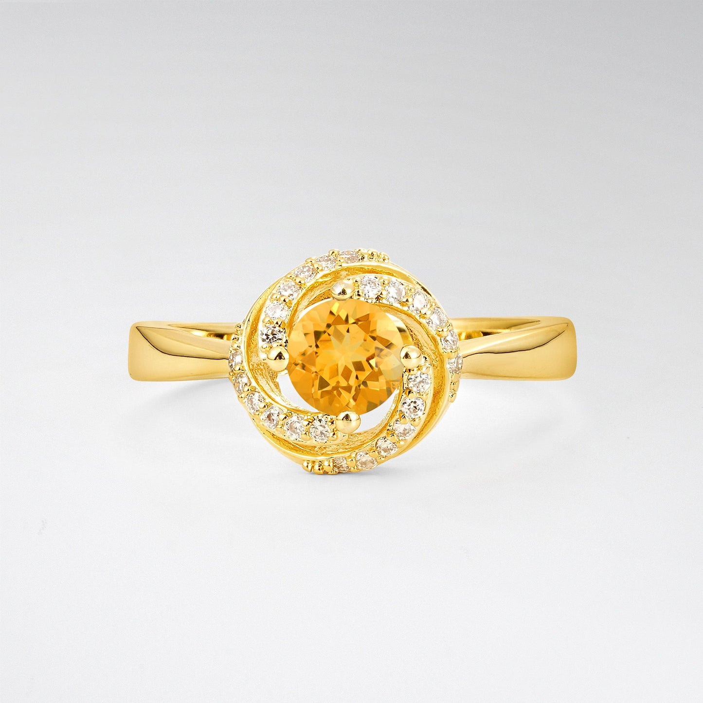 Round Cut Citrine Spiral Halo Engagement Ring - Additional view