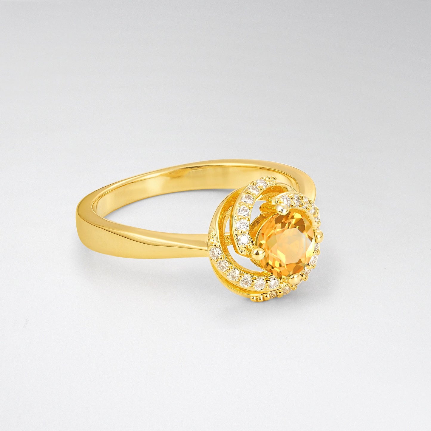 Round Cut Citrine Spiral Halo Engagement Ring - Additional view