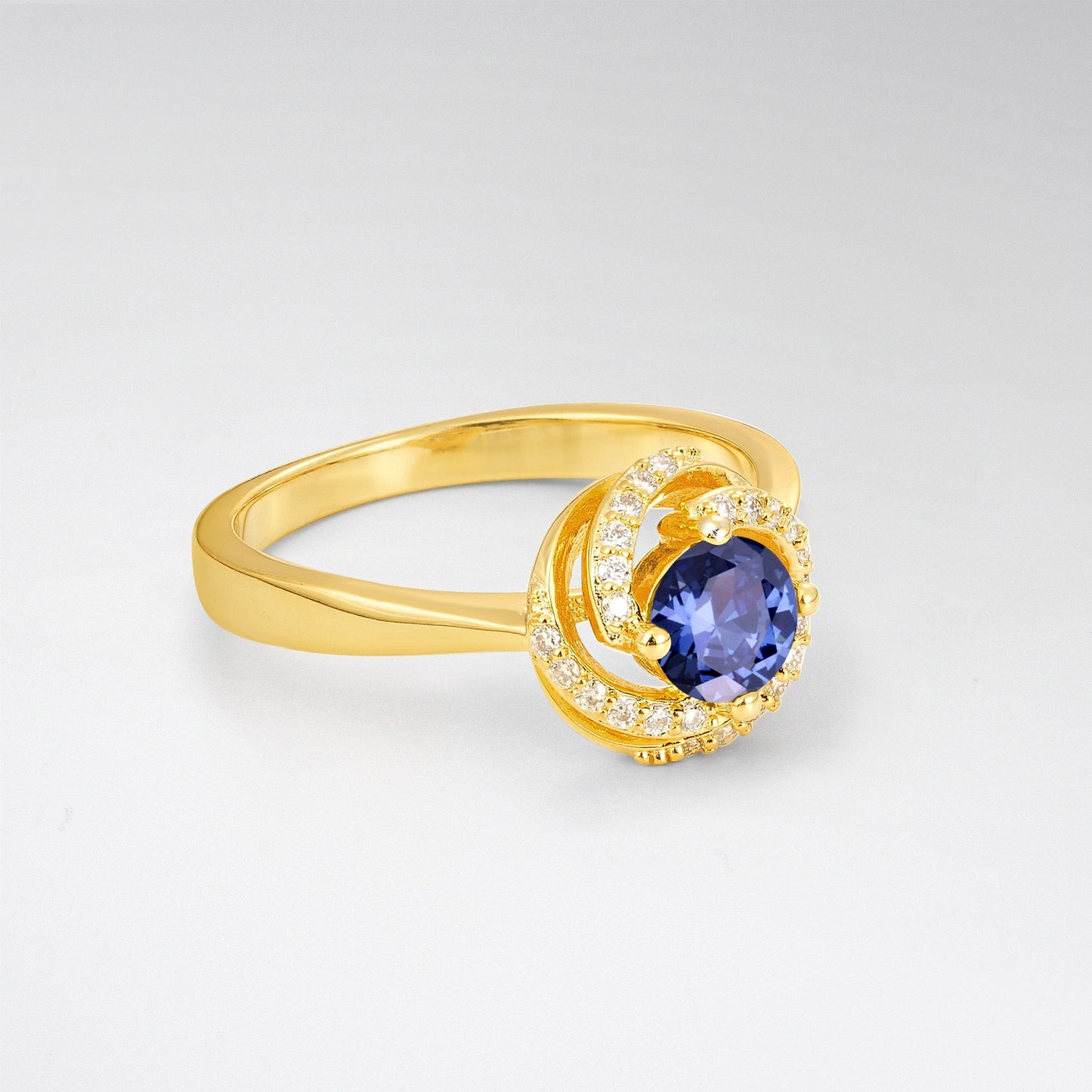 Round Cut Tanzanite Spiral Halo Engagement Ring - Additional view