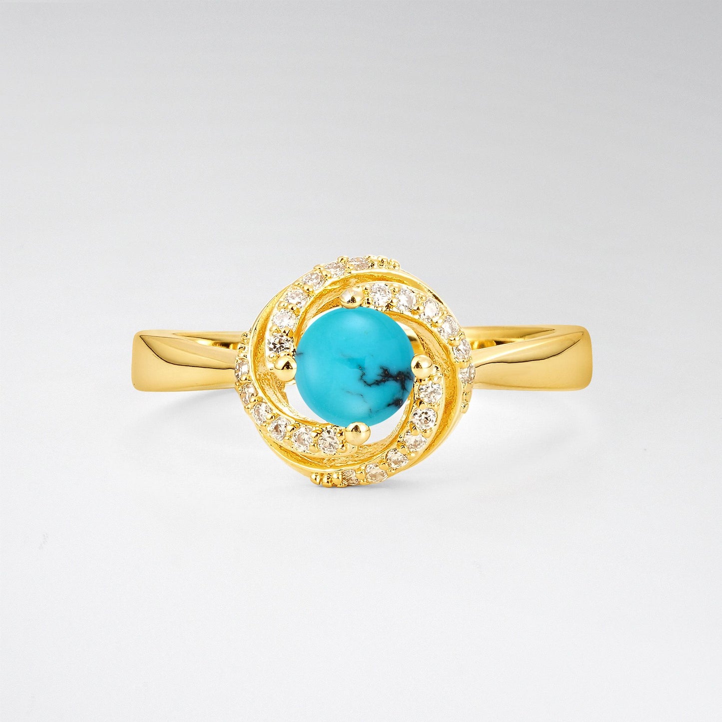 Round Cut Turquoise Spiral Halo Engagement Ring - Additional view