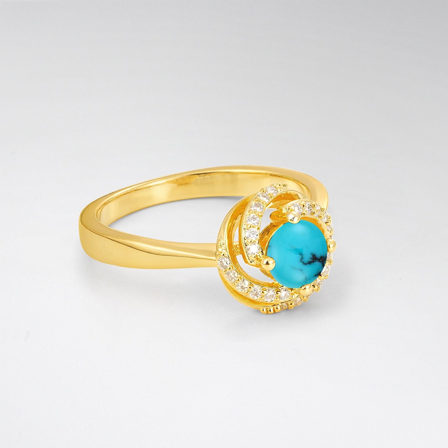 Round Cut Turquoise Spiral Halo Engagement Ring - Additional view